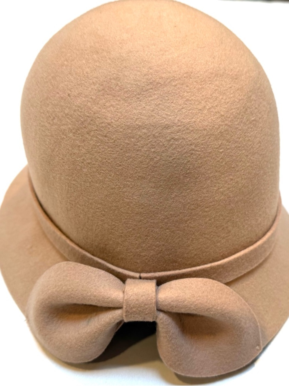 Celine Beige/tan Felt Bow Cloche Hat